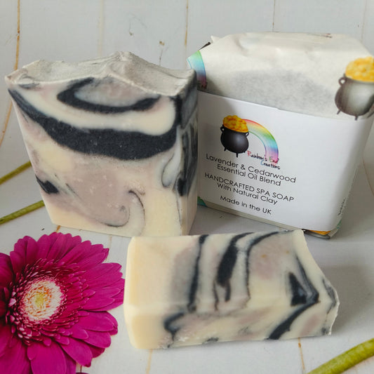Lavender and Cedarwood essential oil blend Spa Soap with natural clay and Charcoal