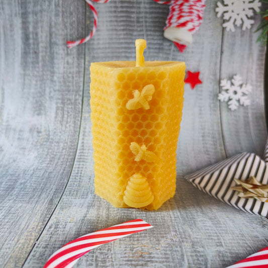 Small honeycomb natural beeswax candle - Unboxed
