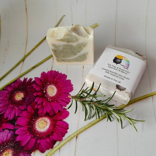 Tea Tree & Rosemary essential oil blend Spa Soap with natural clay.